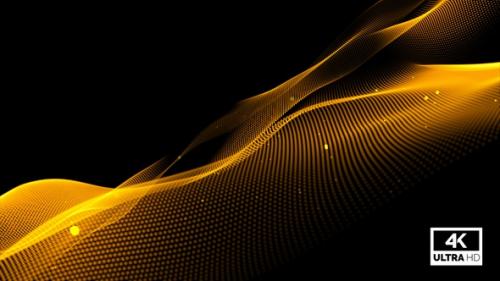 Videohive - Golden Particles Wave Flow Background Animation Looped V17 - 35784799 - 35784799