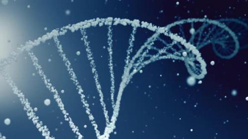 Videohive - Dark Blue and White Cosmetic Water Bubble DNA mRNA Beauty Helix Background Loop with Cell Droplets - 35717309 - 35717309