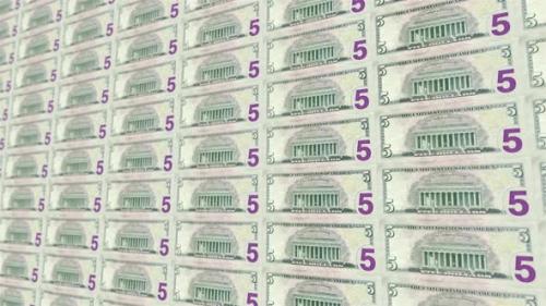 Videohive - Five US Dollar Bill Back Loop Background 4K 02 - 35656981 - 35656981