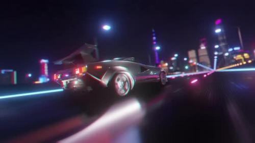 Videohive - Highway To Town - 80s Retrowave Outrun Background - 35618325 - 35618325