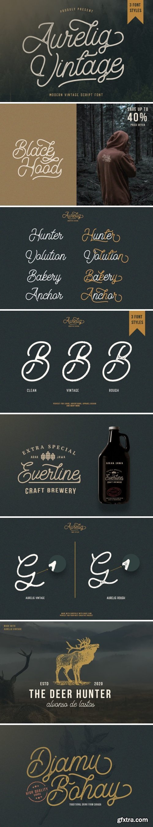 Aurelig Vintage Script (3 Fonts) 4586904