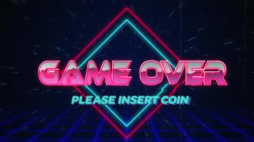 Videohive - Retro Game over text glitching over blue and red squares on white hyperspace effect - 35623462 - 35623462