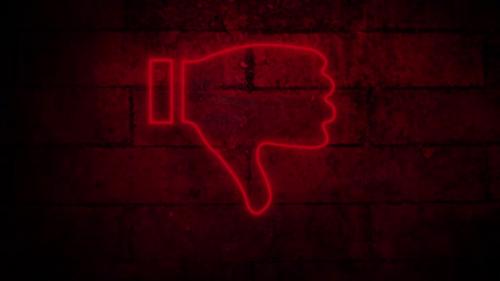 Videohive - Thumbs down neon sign on brick wall 4k - 35623579 - 35623579