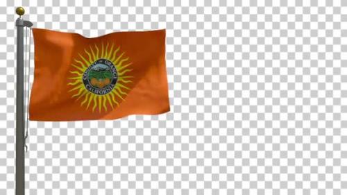 Videohive - Orange County Flag (California, USA) on Flagpole with Alpha Channel - 4K - 35624098 - 35624098