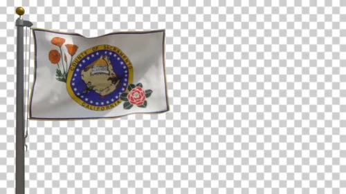 Videohive - Sacramento County Flag (California, USA) on Flagpole with Alpha Channel - 4K - 35624099 - 35624099