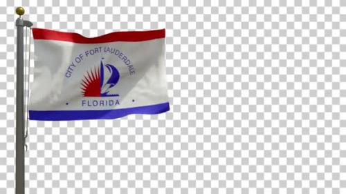 Videohive - Fort Lauderdale City Flag (Florida, USA) on Flagpole with Alpha Channel - 4K - 35624100 - 35624100