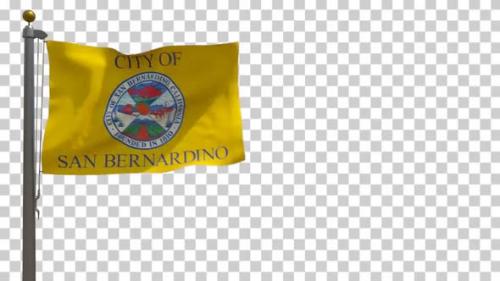 Videohive - San Bernardino City Flag (California, USA) on Flagpole with Alpha Channel - 4K - 35624101 - 35624101