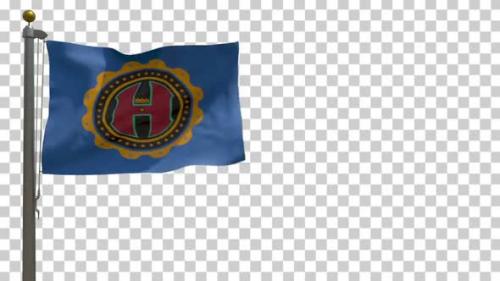 Videohive - Hamilton County Flag (Ohio, USA) on Flagpole with Alpha Channel - 4K - 35637143 - 35637143