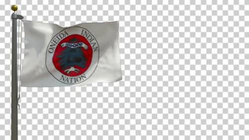 Videohive - Oneida Nation Flag / Native American Flag on Flagpole with Alpha Channel - 4K - 35637149 - 35637149