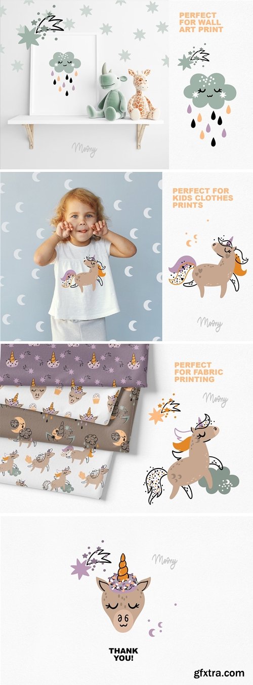 CreativeMarket - Magical Unicorn Clipart 6835737