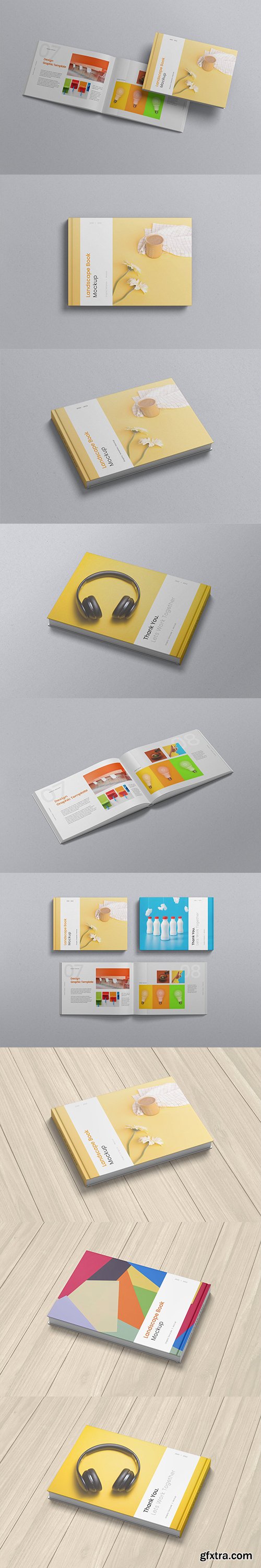 CreativeMarket - Landscape Orientation Book Mockup 6821729