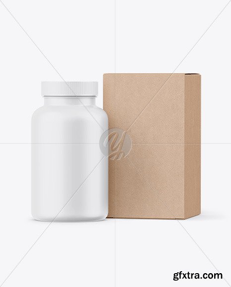 Matte Plastic Jar with Kraft Box Mockup 94997