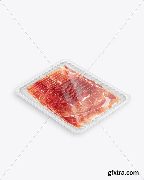 Plastic Tray With Glossy Film & Sliced Jamon mockup 94995