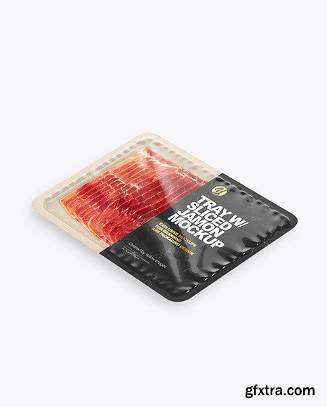 Plastic Tray With Glossy Film & Sliced Jamon mockup 94995