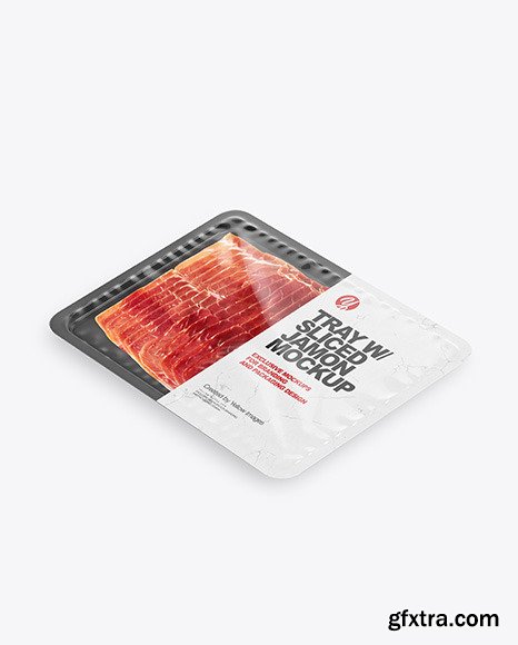 Plastic Tray With Glossy Film & Sliced Jamon mockup 94995