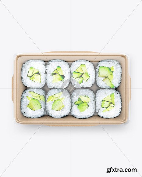 Paper Food Container With Sushi-Rolls Mockup 94996