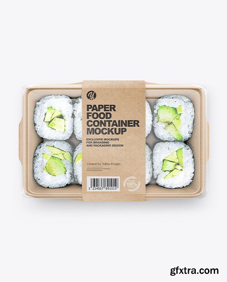 Paper Food Container With Sushi-Rolls Mockup 94996