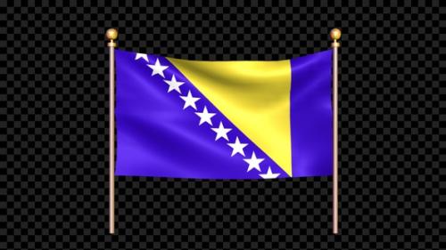 Videohive - Flag Of Bosnia And Herzegovina Of Waving In Double Pole Looped - 35829649 - 35829649