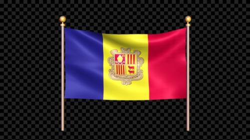 Videohive - Flag Of Andorra Waving In Double Pole Looped - 35831266 - 35831266