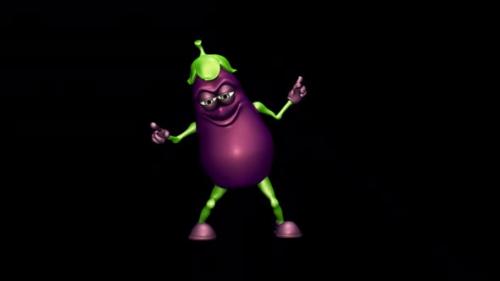 Videohive - Fun Eggplant - Looped Dance with Alpha Channel and Shadow - 35818635 - 35818635