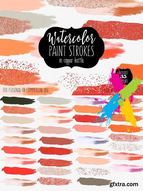 Watercolor Brush Strokes Copper Rust 2064698