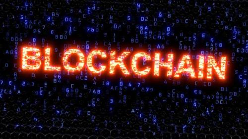 Videohive - Blockchain technology concept. The inscription is laid out on an abstract background of hexagons. - 35825787 - 35825787