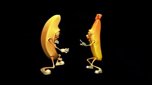 Videohive - mr. Banan and ms. Banana - Looped Dance with Alpha Channel and Shadow - 35797045 - 35797045