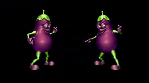 Videohive - Two Eggplants - Looped Dance with Alpha Channel and Shadow - 35797048 - 35797048