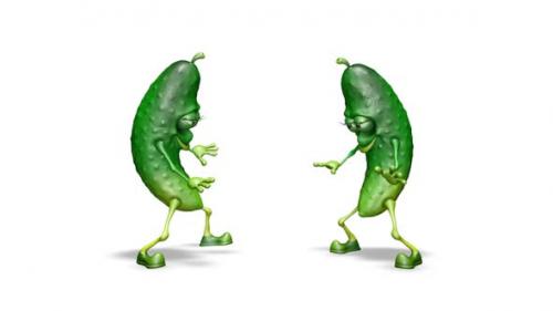 Videohive - Two Cucumber - Looped Dance on White Background - 35797050 - 35797050