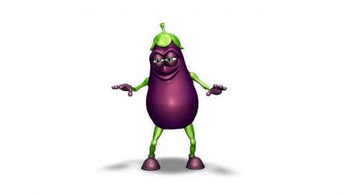 Videohive - Fun Eggplant - Looped Dance on White Background - 35797053 - 35797053