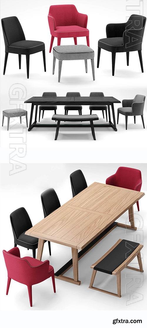 3D Models Maxalto table with chairs 52