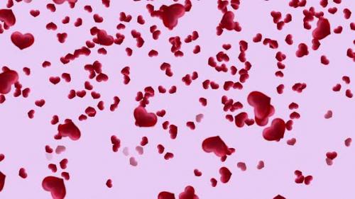 Videohive - Flowing red hearts on pink background - 35808260 - 35808260