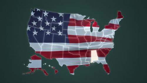 Videohive - Alabama Federal State Blinking in Map of USA - 35808335 - 35808335