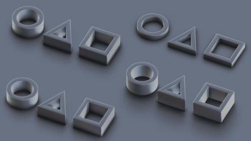 Videohive - Abstract animation geometric figures. Isometric 3d illustration on gray background. - 35810423 - 35810423