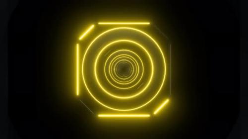 Videohive - 4k Yellow Neon Radial Tunnel - 35766244 - 35766244