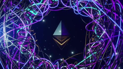 Videohive - Ethereum In Ring Crypto Background In Space 4K - 35766686 - 35766686