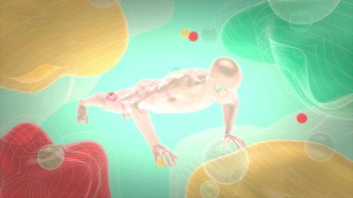 Videohive - 4K 3D abstract man doing pushups - 35784546 - 35784546