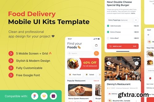 Food Delivery App Mobile UI Kits Template