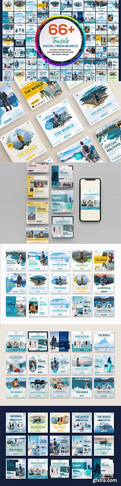 CreativeMarket - Social Media Travels Template Bundle 6909848