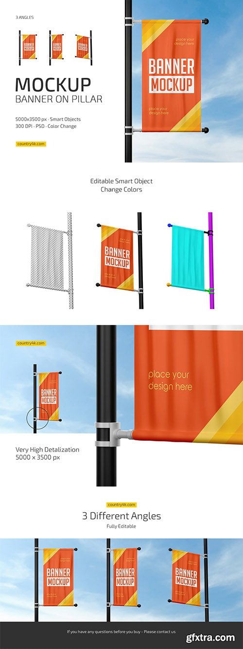 CreativeMarket - Banner on Pillar Mockup Set 6901582