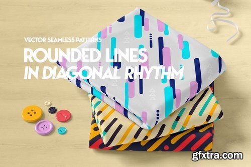 Rounded Shape in Diagonal Rhythm Seamless Patterns