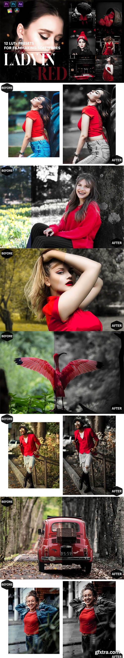 12 Lady in Red Video LUTs Presets