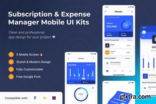 Subscription & Expense Manager Mobile App UI Kits