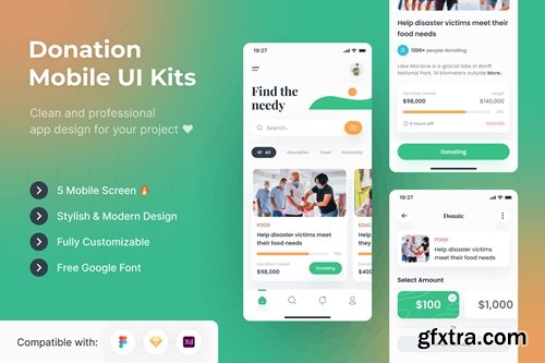 Donation Mobile App UI Kits Template