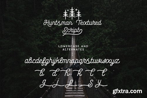 Huntsman Script &amp; Sans Typeface, Roughed Ver.1