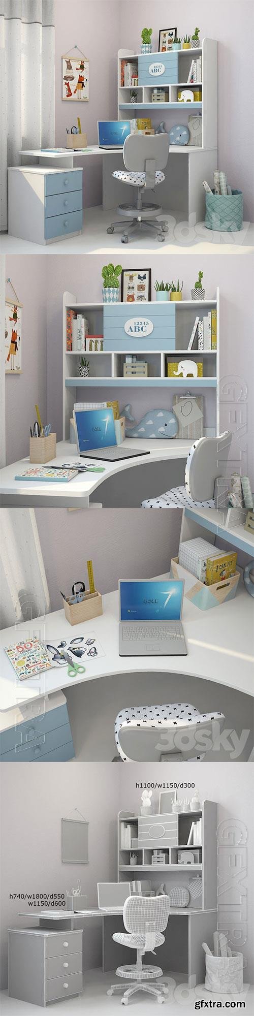 3D Models Writing desk and decor for a nursery 3