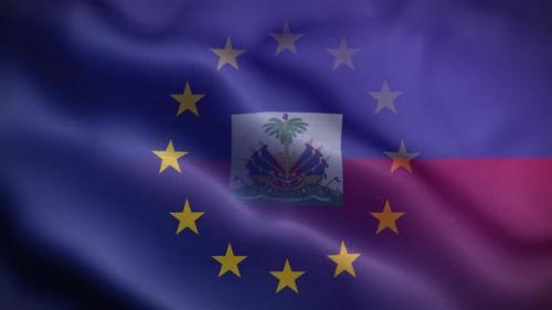 Videohive - EU Haiti Flag Loop Background 4K - 35907379 - 35907379