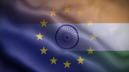 Videohive - EU India Flag Loop Background 4K - 35907380 - 35907380