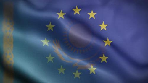 Videohive - EU Kazakhstan Flag Loop Background 4K - 35907384 - 35907384