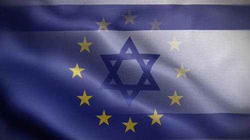 Videohive - EU Israel Flag Loop Background 4K - 35907395 - 35907395